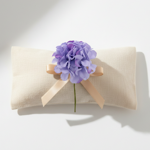 Mini ortensia artificiale color glicine con gambo verde per sacchettino bomboniera