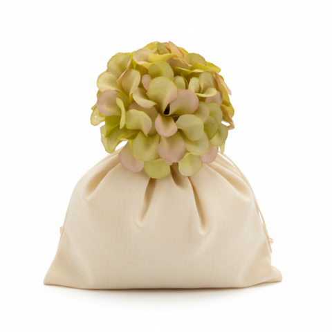 Mini ortensia artificiale verde dalle sfumature delicate con gambo lungo per sacchettino bomboniera elegante