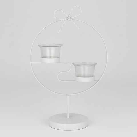 Portacandele Bomboniera Matrimonio| Metallo Bianco Cerchio