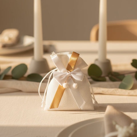 Sacchetti Confetti Matrimonio in Cotone Bianco Perfetti per Anniversari