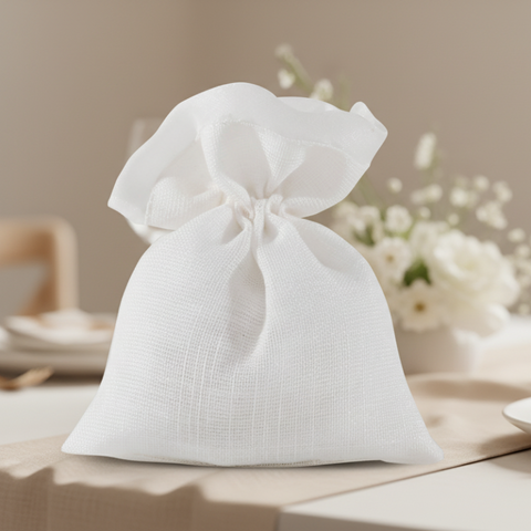 Sacchettino Bianco per Confetti Fai da Te Elegante 