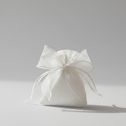 Sacchettino Portaconfetti Bianco con Maxi Fiocco in Organza