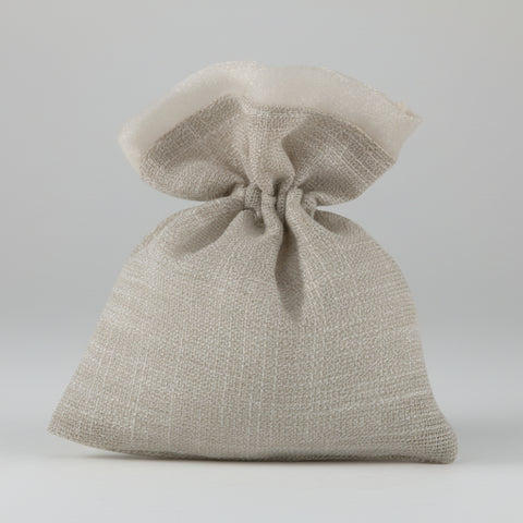Sacchettino per confetti beige in tessuto naturale