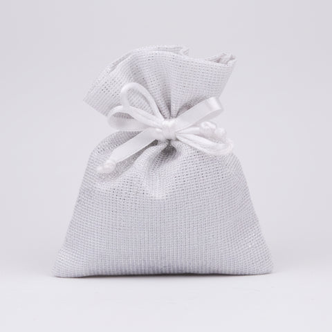 Sacchettino portaconfetti bianco in tessuto elegante