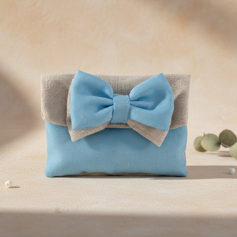 Sacchettino portaconfetti nascita celeste in cotone con fiocco Linea Muffin