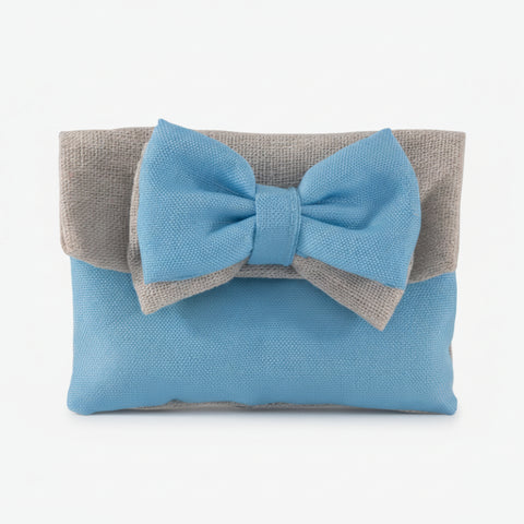 Sacchettino portaconfetti nascita celeste in cotone con fiocco Linea Muffin