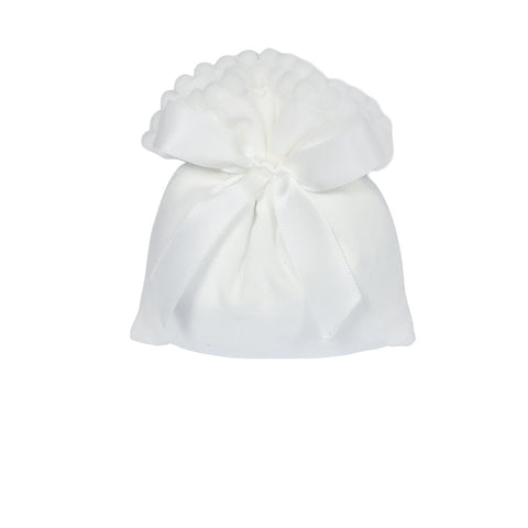Sacchetto Bomboniera Bianco con Fiocco di Raso cm 11x11
