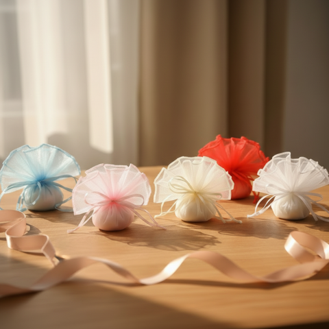 Sacchetto Fazzoletto Organza Doppio Velo con Tirante - Bomboniera Portaconfetti