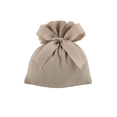 Sacchetto Portaconfetti Beige con Fiocco cm 11x11