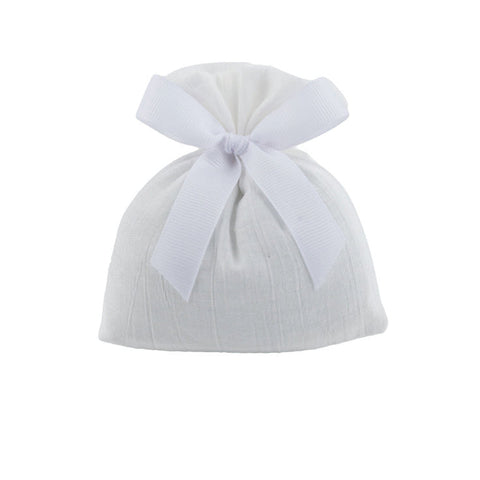 Sacchetto Portaconfetti Rigato Avorio con Fiocco