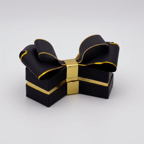 Scatola Fiocco Portaconfetti Nero e Oro – Elegante Bomboniera per Cerimonie