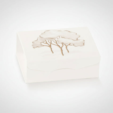 Scatola Gift Intrecci Alberi Avorio con Dettagli Oro