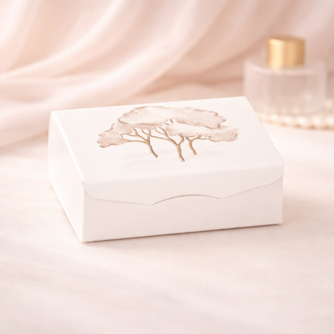Scatola Gift Intrecci Alberi Avorio con Dettagli Oro