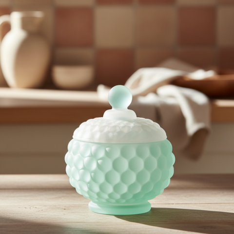 Scatola Vetro Bubble Madrhélen Paris – Portaoggetti Bombato Bicolor Verde e Bianco