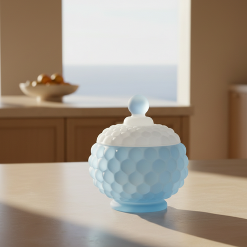 Scatola in Vetro Bicolor Celeste e Bianco