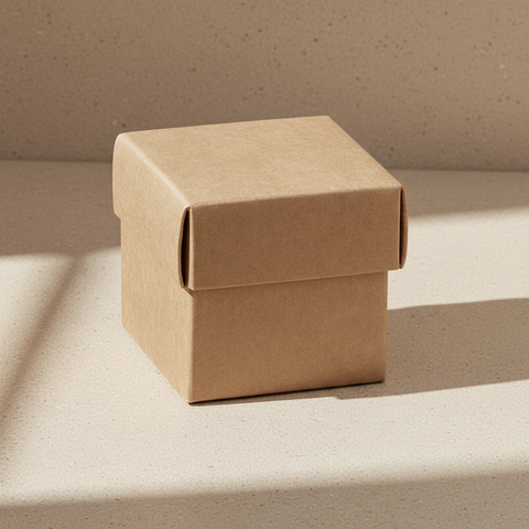 Scatolina Portaconfetti Cubo Avana con Coperchio cm 5x5x5