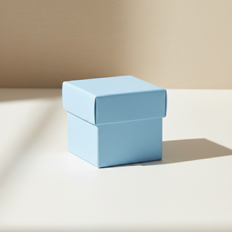 Scatolina Portaconfetti Cubo Azzurra con Coperchio cm 5x5x5