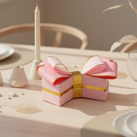 Scatolina portaconfetti fiocco rosa e oro scelta elegante che valorizza ogni evento