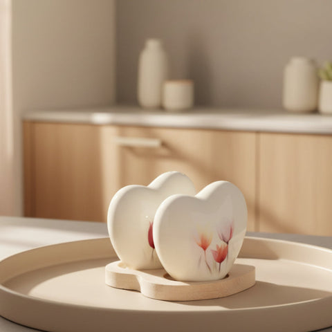 Set Sale e Pepe Cuore in Porcellana con Decoro Tulipani