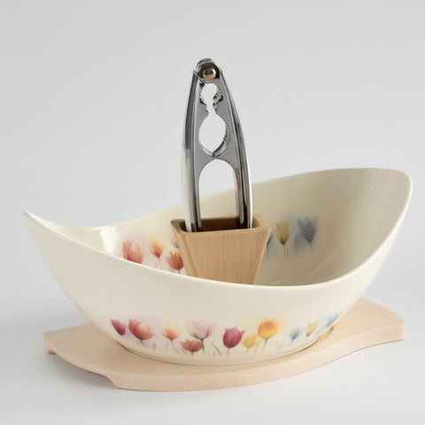 Set ciotola schiaccianoci con decoro tulipani