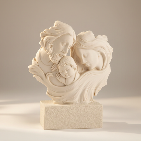 Statuetta Sacra Famiglia in Resina Avorio - Bomboniera Battesimo