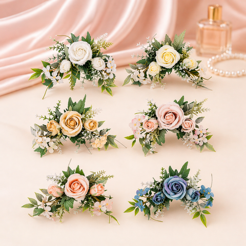 Tralci decorativi con rose artificiali in vari colori per bomboniere e allestimenti