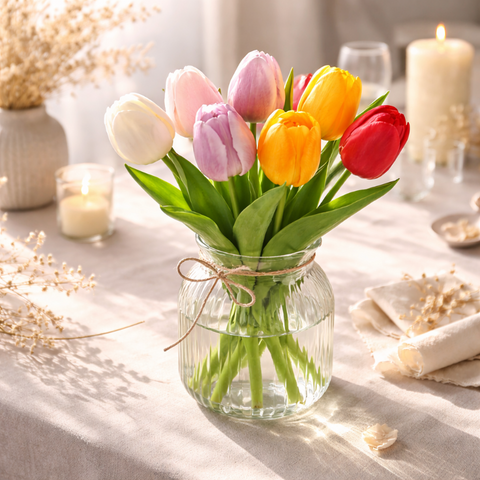 Tulipani Artificiali Fiori Finti Realistici per Arredo Casa e Wedding