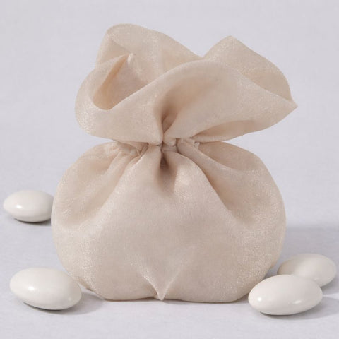 Sacchetto Portaconfetti Beige 8x10 cm - Bomboniera Naturale Elegante