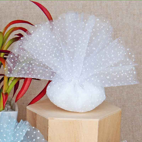 Velo Tondo Bianco 25 cm con Tirante ed Effetto Palline