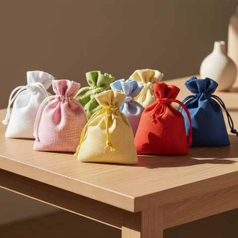 Sacchetti in Juta Colorati con Coulisse - Bomboniera Portaconfetti