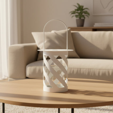 ECO Lanterna in Metallo Bianco 15x28 cm - Bomboniera Elegante, Idea Regalo & Arredo Casa