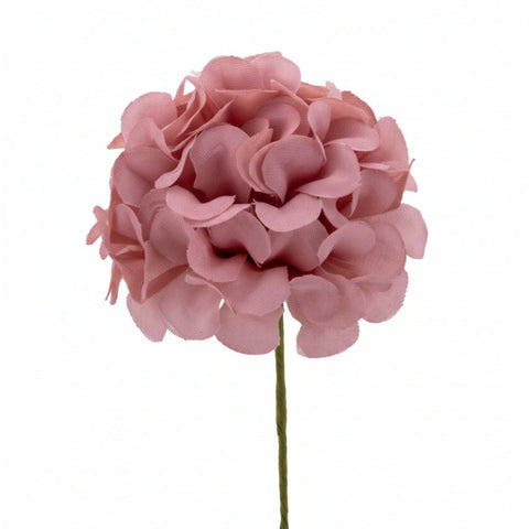 fiore di mini ortensia color rosa antico con stelo sottile