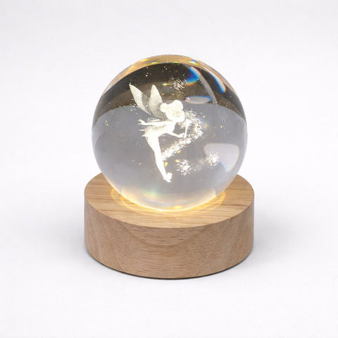 Lampada Decorativa Vetro con Fatina 3D - Bomboniera Battesimo Comunione Diciottesimo