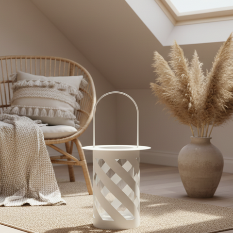 Lanterna Grande in Metallo Bianco - Ideale per Allestimenti Eventi, Matrimoni & Arredo Design