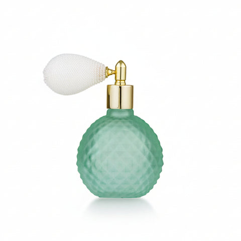 Profumatore spray Bubble Madrhelen in vetro verde con texture a bolle, bomboniera elegante per eventi