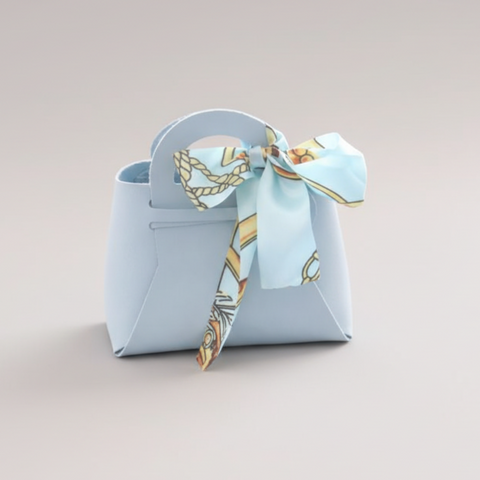 Borsetta Portaconfetti Celeste in Ecopelle – Idee Bomboniera