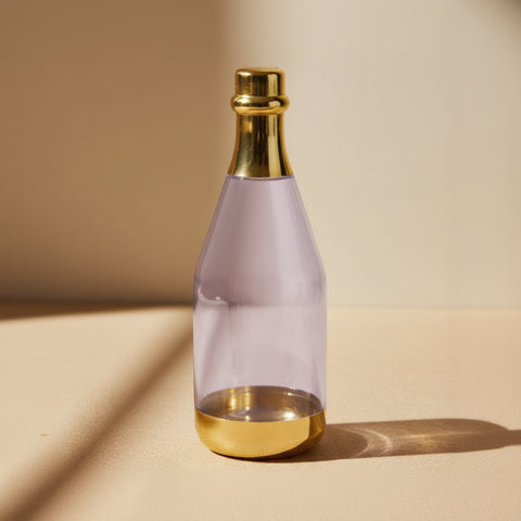 Mini Bottiglia Champagne Trasparente con Dettagli Oro – Portaconfetti cm 15