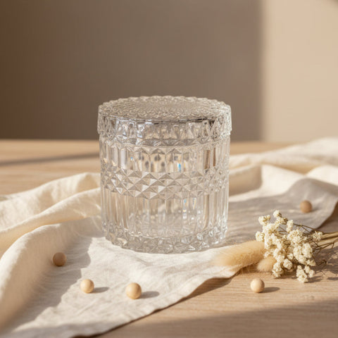 scatola in vetro con coperchio