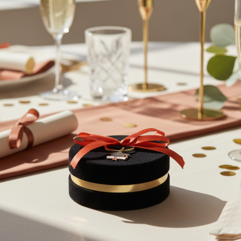 Scatolina Portaconfetti Laurea in Velluto con Portachiavi Tocco