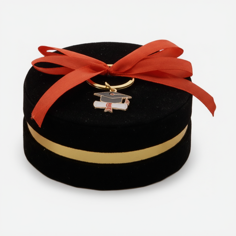 Scatolina Portaconfetti Laurea in Velluto con Portachiavi Tocco